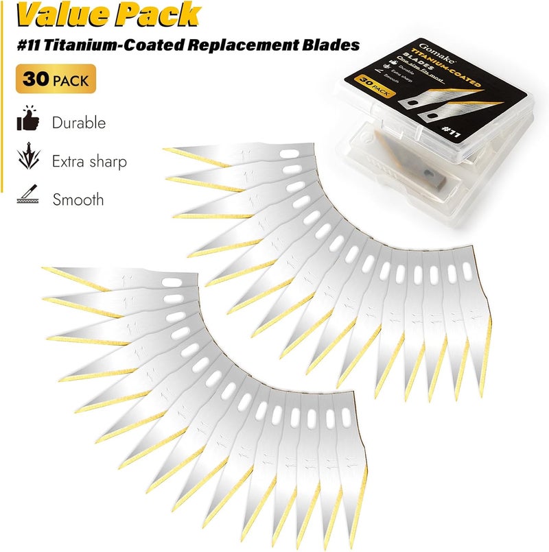 Gomake Exacto Knife Blades #11 Titanium Coated Replacement Blades for Precision Hobby Knife, 30 Pack - Image 5